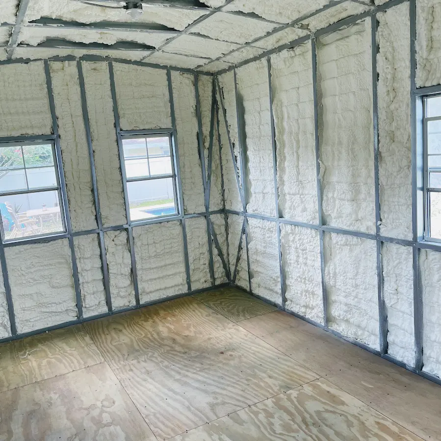 Closed-cell spray foam insulation applied to wall cavities in a residential project in San Tan Valley